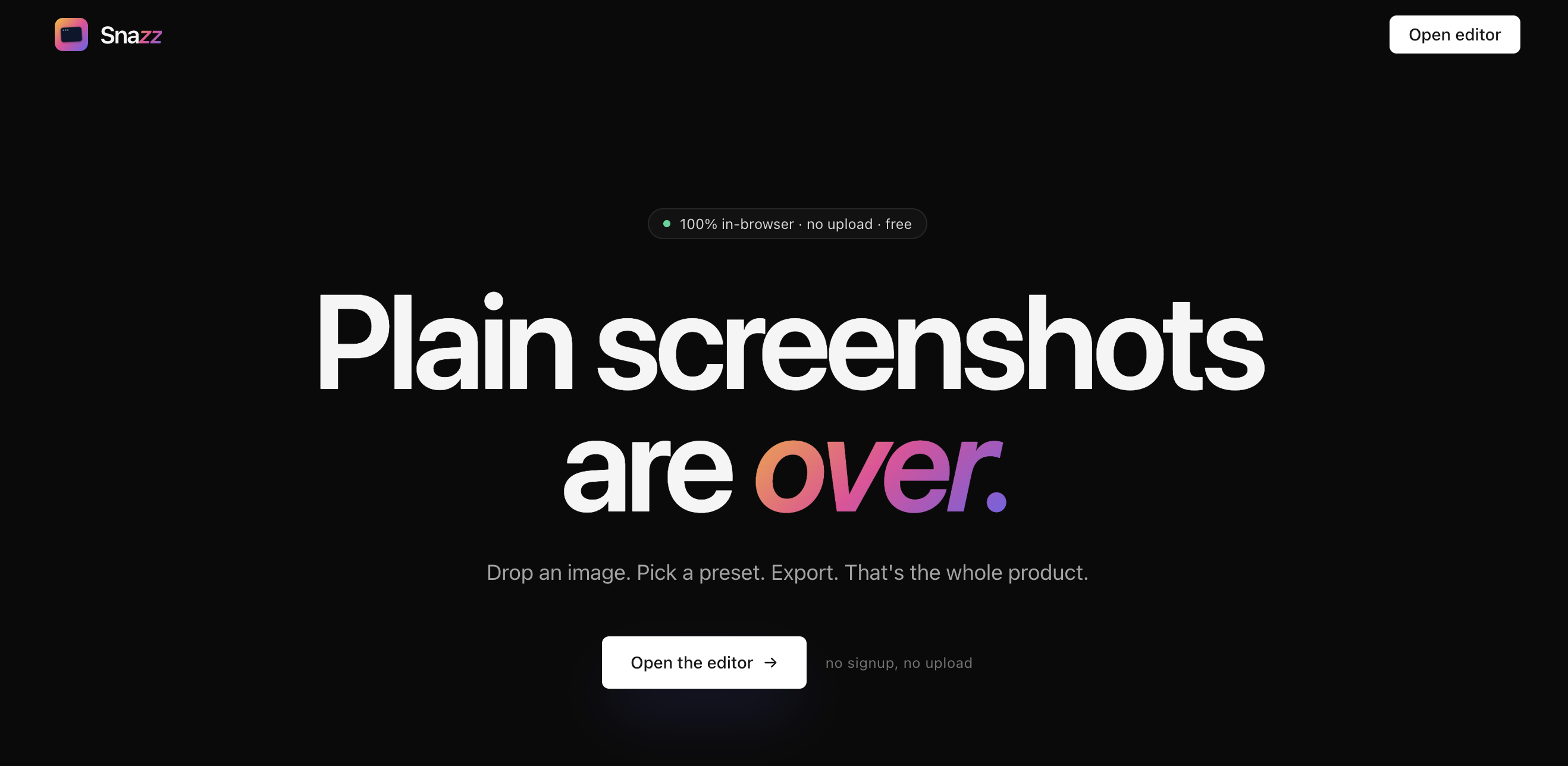 Snazz screenshot beautifier editor preview